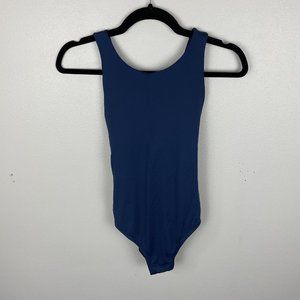 Carve Designs Women's Size S One Piece Swimsuit Navy Blue Striped Open Back